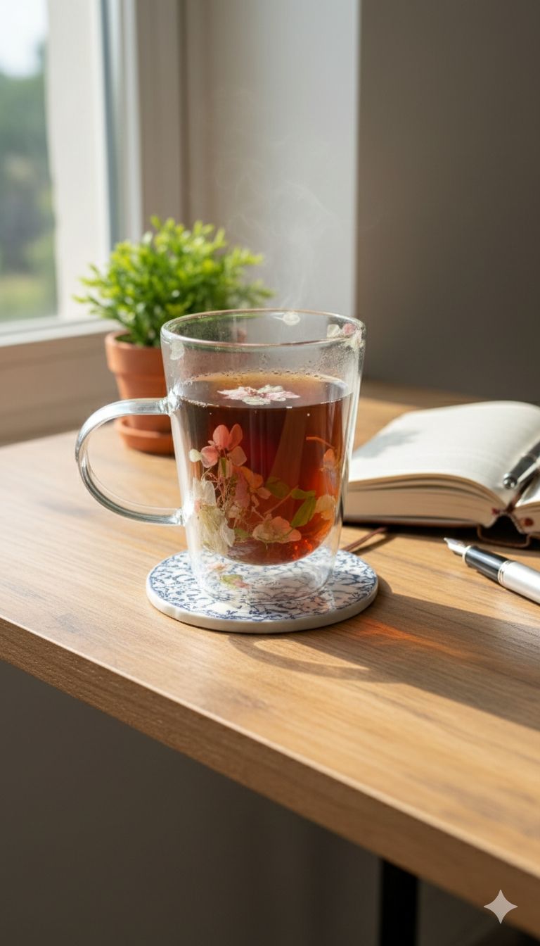 ÇİÇEKLİ CAM BARDAK 290ML *