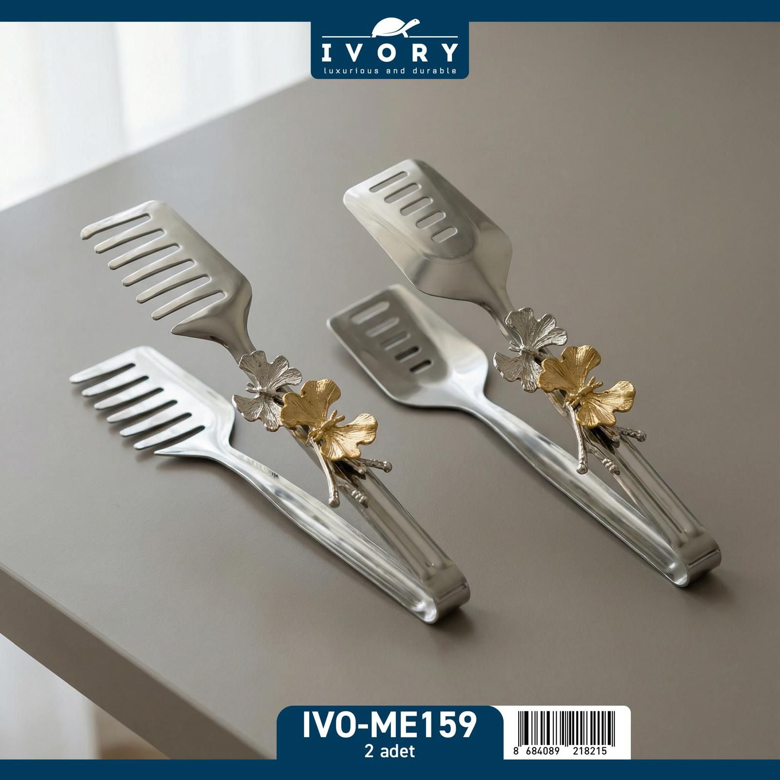 IVORY SUNUM MAŞA SETİ 2 Lİ GÜMÜŞ ME159*