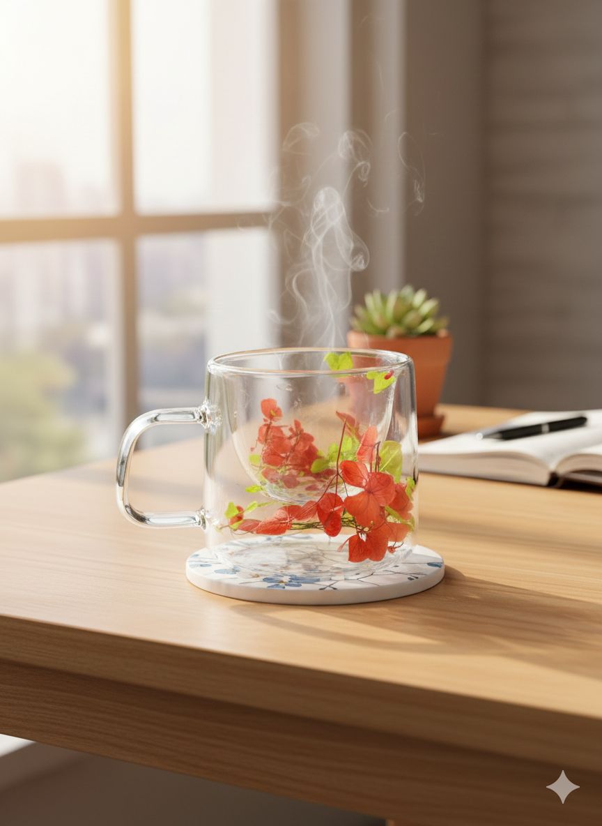 ÇİÇEKLİ CAM BARDAK 200ML *