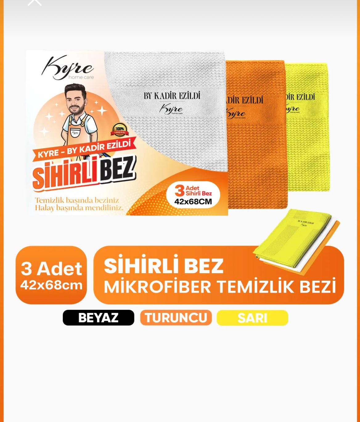 KYRE 3 LÜ MİKROFİBER SİHİRLİ BEZ(KADİR EZİLDİ ÜRÜNÜ) *