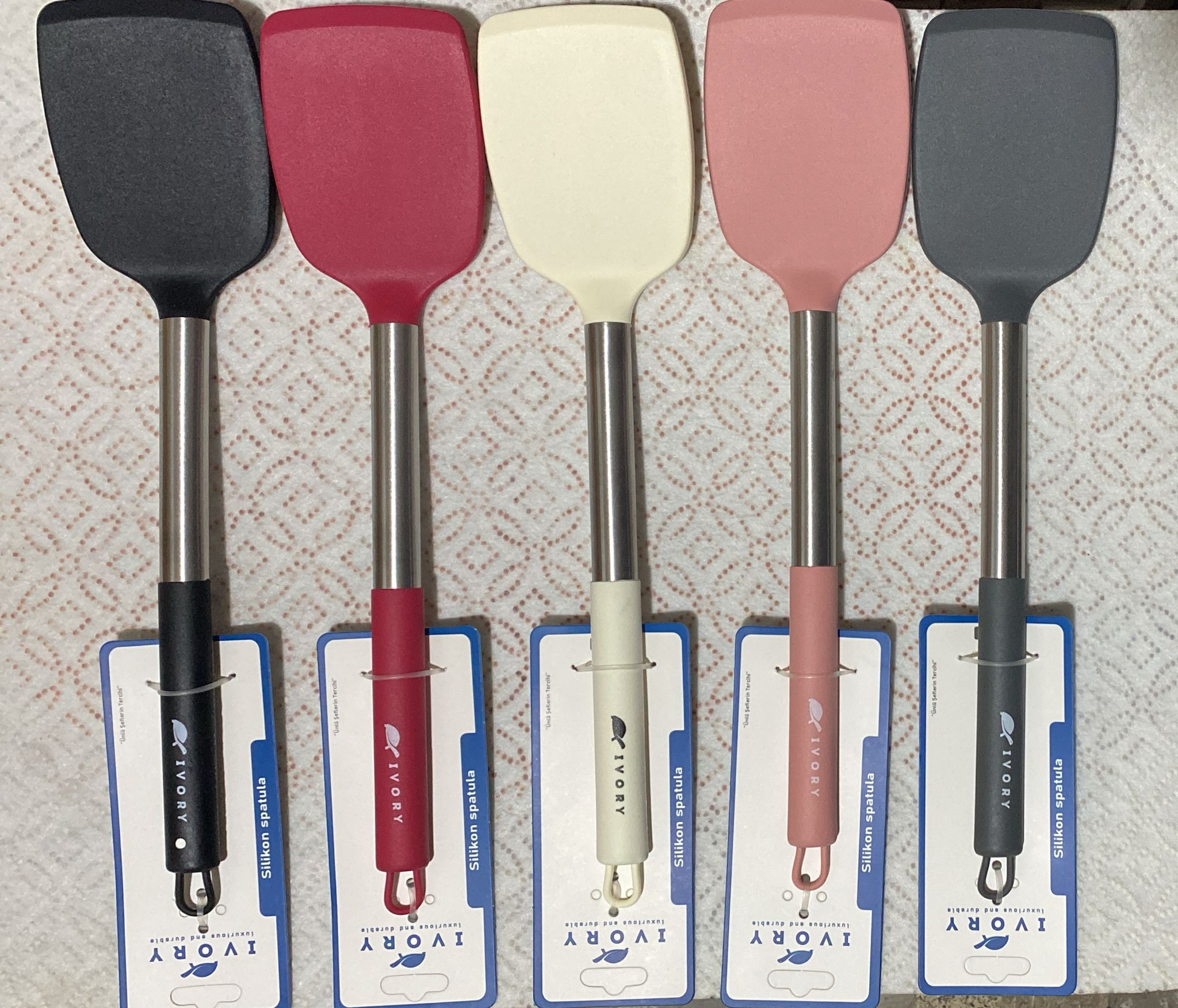 İVORY ÇELİK SAPLI SPATULA (PEMBE VE KREM ) SL186 *